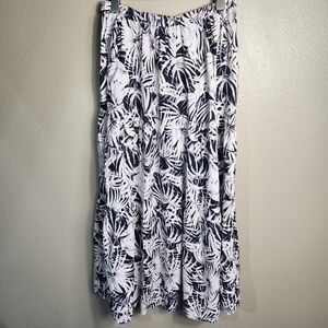 C & C California Womens |M| Linen Blend Black Tropical Tiered Maxi w/Pockets
